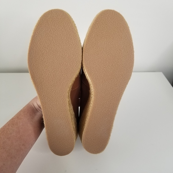 Jack Rogers Palmer Criss Cross Leather Espadrille Wedges Size 8.5M Brown - Picture 6 of 10